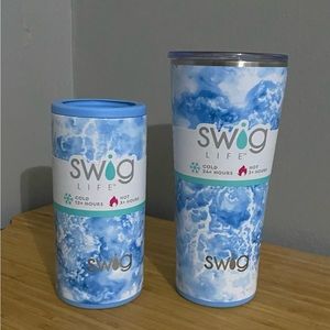 Swig life 22oz tumbler and slim can cooler.